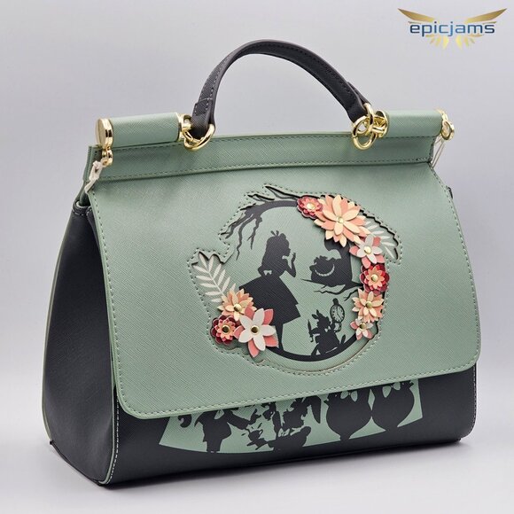 Loungefly Disney Alice in Wonderland Floral Silhouette Portrait Handbag - Picture 2 of 6